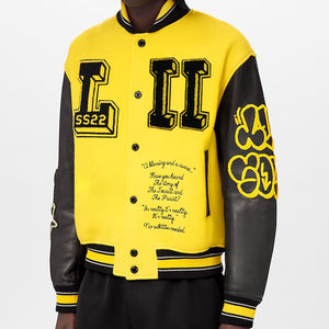 Veste bomber universitaire en laine 100% avec broderie personnalisée, manches en cuir, style américain pour hommes, faible MOQ - Product Image 1