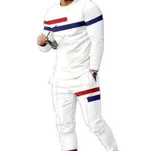 Haute Performance Écologique Respirant Hommes Survêtement Évacuation De L'humidité Rayures Réfléchissantes Full Zip Veste 5 Ensembles - Product Image 1