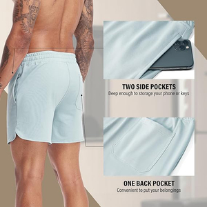 cotton soft shorts men fleece lounge wear <b>elastic</b> waist casual summer gym training comfort style - Product Image 2