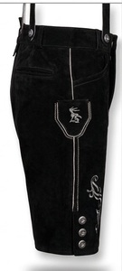 Lederhosen pour hommes en daim de vache noir, style bavarois - Product Image 3