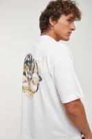 T-shirt blanc à manches courtes col rond en jersey de coton respirant coupe classique pour homme Imperio Shop avec motif imprimé numérique 320g