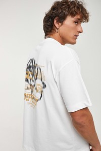 Camiseta Blanca de Manga Corta para Hombre, Casual, Transpirable, de Algodón, Corte Regular, con Estampado - Product Image 2