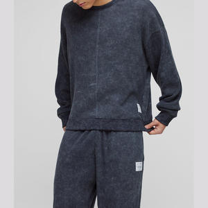 Conjunto de sudadera y pantalones de Jersey de tela elástica cómoda de marca personalizada para uso en la calle y el gimnasio Chándal de moda para hombres - Product Image 2