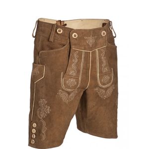Nouveau short Lederhosen en cuir bavarois marron pour homme Broderie Oktoberfest Taille moyenne Toutes tailles Épaisseur légère - Product Image 1
