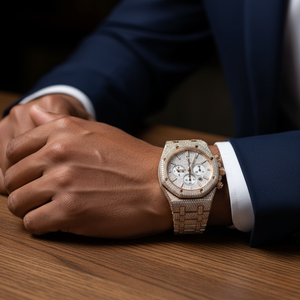 Reloj de Lujo Estilo Hip Hop para Hombre, Diseño Personalizado, Completamente Engastado con Moissanita, Correa de Cuero, Resistente al Agua, Movimiento Analógico Automático - Product Image 4