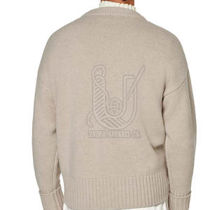 Pull cardigan d'hiver pour homme sur mesure OEM, en laine/coton, tricoté, respirant, avec logo frontal, boutonné, manches longues, prix de gros - Product Image 2