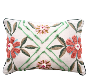 Taies d'oreiller décoratives durables brodées de fleurs écologiques sans azo au meilleur prix pour le salon - Product Image 1