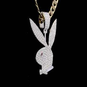 Personalizado forma de conejo moissanite VVS claridad corte redondo diamante 925 colgante de plata esterlina forma única y animal - Product Image 3