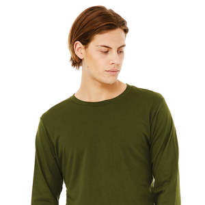Airlume – T-Shirt manches longues en Jersey de coton peigné et annelé 32 simple 100% oz Olive classique ras du cou unisexe 4.2 - Product Image 4