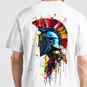 Sparta <b>Tee</b> <b>White</b> 100% Cotton 300 Grams Jersey Breathable Digital Print Solid Pattern Oversized Fitted Men's Half Sleeves T-Shirt - Product Image 6