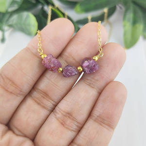 <b>Birthstone</b> Statement <b>Necklace</b> Ruby Gemstone Chain <b>Necklace</b> Jewelry Wedding Jewelry For Bulk - Product Image 2