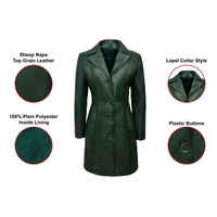Manteau long vintage en denim en cuir d'agneau élégant pour femmes, couleur personnalisée, séchage rapide, respirant, vêtements d'extérieur d'hiver, fermeture éclair, trench