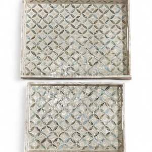 Plateau de service artisanal en nacre Plateau décoratif Incrustation de coquillages naturels Écologique Utilisation domestique - Product Image 2