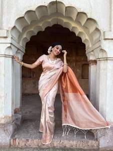 Premium Collection Best <b>Fabric</b> Banarasi Soft Silk Copper Zari Weaving Saree Blouse <b>Indian</b> Exporter and Supplier - Product Image 2