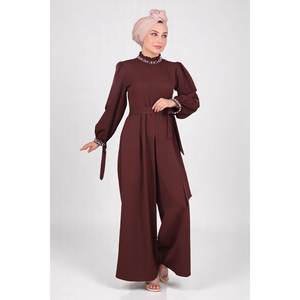 Combinaison décontractée marron avec design détaillé Mega Merchant 100% polyester Modèle 87780 - Product Image 3