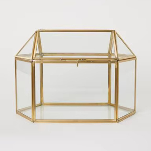 Boîte à bijoux en métal doré et en verre, rangement spacieux, panneaux en verre transparent, design élégant, parfait pour la décoration de la maison - Product Image 1