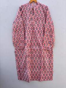 Vestido Midi de algodón étnico de verano hecho a mano para mujer, estampado de bloque Floral, silueta holgada, estilo informal, hasta el suelo, fiesta Natural - Product Image 6