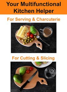 เขียงไม้เนื้อแข็งรูปแอปเปิ้ลมีด้ามจับสำหรับผลไม้มาใหม่กระดานขนมปังไม้ขนาดเล็ก - Product Image 6