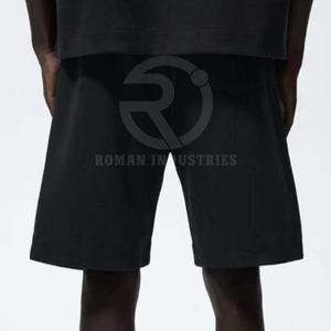 Pantalones cortos de hombre de algodón con cintura elástica y forro polar para hombre con logotipo personalizado OEM, pantalones cortos lisos con patrón de estilo informal y bolsillos de tallas grandes para hombre - Product Image 6