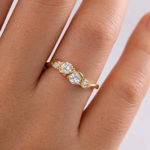 แหวนแต่งงานเพชรแล็บโกรว์ทรงกลมแบบคลื่น ดีไซน์ใหม่ล่าสุด ทองคำแท้ 14K ของขวัญวันครบรอบแต่งงาน เครื่องประดับ - Product Image 4