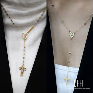 도매 종교 묵주 목걸이 18k 순금 성모 마리아 보석 십자가 목걸이 Au750 골드 18k 진짜 18k 진짜 금 보석 - Product Image 2