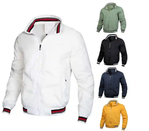 Blousons universitaires fins sans col, vierges, personnalisables avec logo sur le devant, style vintage, pour hommes - Product Image 1