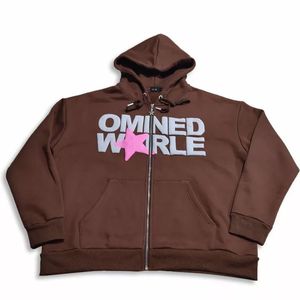 Personalizado nuevo diseño de los hombres Full Zip Hoodie Puff estampado de manga larga chaqueta de la moda de la calle Hip Hop Hombres Sudadera con capucha - Product Image 1