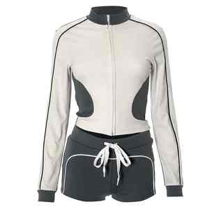 Nouvel ensemble short deux pièces d'été, col rond, décontracté, uni, léger, respirant, vêtements de fitness amincissants, haut et short de sport - Product Image 1