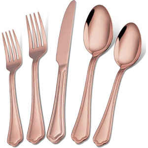 Juego de Cubiertos de Acero Inoxidable Chapado en Oro Pulido Espejo, Resistente a la Corrosión, Elegante Vajilla para Cenas y Ocasiones Especiales - Product Image 6