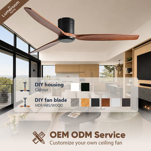 52 Inch Flush Mount <b>Ceiling</b> Fan Without <b>Light</b> with 3 Solid Wood Blades <b>Remote</b> <b>Control</b> for Living Room Bedroom - Product Image 4