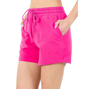 Short de sport d'entraînement à la taille respirant et personnalisé OEM Short de sport d'athlétisme en coton pour femmes pour tenue décontractée avec poches - Product Image 2