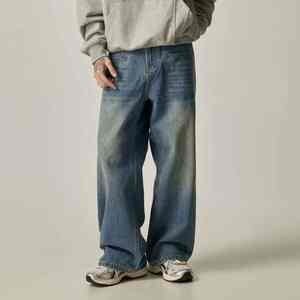 Pantalones Anchos de Mezclilla para Hombre, Estilo Urbano, Personalizados, de Talle Alto, Estilo Vintage, Lavado a la Piedra - Product Image 1