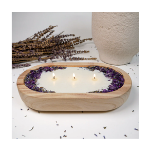 Bol à bougie en pâte de bois Plateau de décoration de Noël romantique 2 pièces Bol à bougie en bois d'acacia Design populaire - Product Image 2