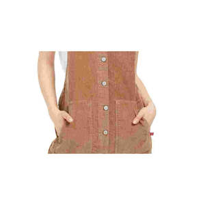Abito salopette in velluto a coste marrone cacao taglia media da donna Dickies con decorazioni a bottoni - Product Image 3