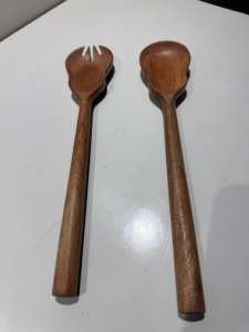 Handmade Europe Style <b>Wooden</b> Salad Servers <b>Tongs</b> Set Customizable Logo Durable Sustainable Party Flatware for Home Kitchen Use - Product Image 4