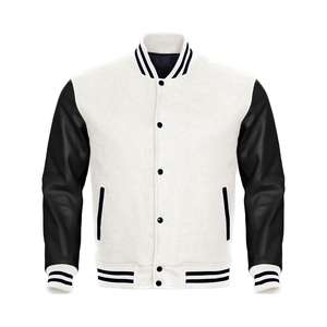 Chaqueta de béisbol Varsity para mujer, chaqueta universitaria recortada de manga de cuero PU a la moda deportiva de alta calidad - Product Image 4