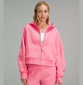 DUOLLB personalizado al por mayor de gran tamaño cremallera moda ropa deportiva liso en Blanco estampado mujeres recortadas Sudadera con capucha corta ropa de mujer - Product Image 3