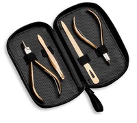 Ensemble de manucure à la mode en or avec étui en cuir | Kit de toilettage ensemble de manucure pédicure orteil Nail Art outils ensemble Kits élégants