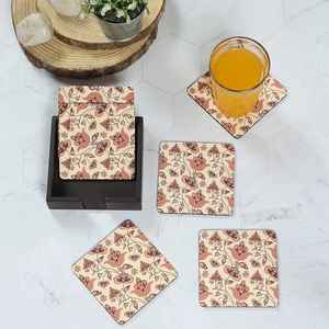 Ensemble de sous-verres en bois personnalisés en incrustation d'os et de laiton faits à la main sous-verre en résine enduite d'émail fabriqué en Inde - Product Image 1