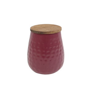 Hammered Design Metal <b>Round</b> <b>Box</b> With Lid Wooden Purple Color American Design Sugar <b>Box</b> for Kitchen & Table Top Decoration - Product Image 1