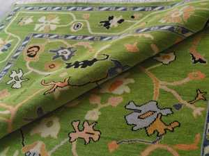 Tapis en laine tricoté à la main Contemporain Vert foncé Haute qualité Tapis en coton antique 8x10 Abstrait Antidérapant Ensembles de tapis pour la maison - Product Image 2