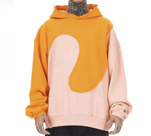 เสื้อฮู้ดแบบสวมหัวของผู้ชายเสื้อฮู้ดแบบสวมหัวสีทึบระบายอากาศได้ดีโอเวอร์ไซส์ผ้าฟลีซเย็บปะต่อสำหรับฤดูหนาว - Product Image 3