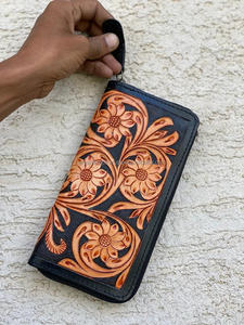 Cartera de mano de cuero tallado para mujer, cartera de mano, de mano, elegante, única - Product Image 2