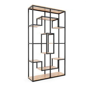 Decorative <b>Shelf</b> with Iron Frame 100x30x182cm Made of Rubber Wood KS68062 - Product Image 1