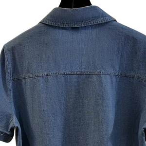 <b>Women's</b> Dark Wash Short Sleeve Denim <b>Shirt</b> Button Casual Regular Fit Cotton <b>Chambray</b> Breathable Quick Dry Summer Blouse Chest - Product Image 4