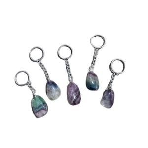 Porte-clés en cristal de haute qualité, fluorite polie, pierre naturelle, cadeaux pour femmes, grossiste en porte-clés - Product Image 2