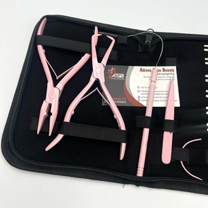 Kit de herramientas de extensión de cabello de microanillo de silicona Rosa Suave alicates de eliminación de aplicador de microcuentas de acero inoxidable personalizados al por mayor - Product Image 3