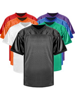 Vente en gros maillot de football surdimensionné coupe carrée vierge col en V tissu de soie maille Patchwork mode Streetwear t-shirt
