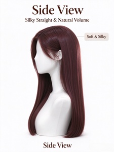 Perruque 100% cheveux humains, longue et droite, brune naturelle, aspect soyeux et naturel, idéale pour un usage quotidien - Product Image 4