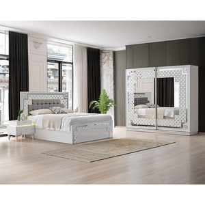 Juego de Dormitorio Moderno con Diseño Acolchado en Color Blanco Cristal, Tamaño Queen, Armario con Puertas Corredizas, Fabricante Turco, Muebles de Dormitorio al por Mayor - Product Image 1
